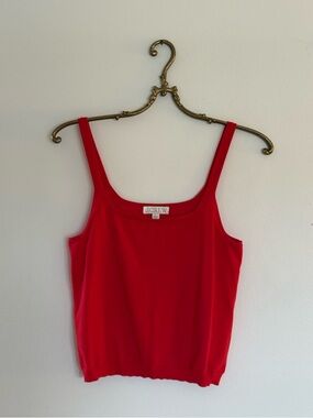 Bright red J. Crew cardigan and shell set